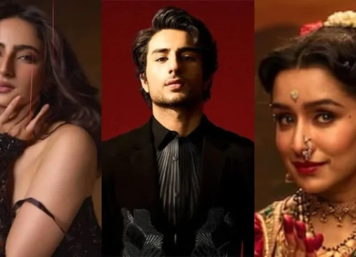 Collage of Palak Tiwari, Ibrahim Ali Khan, and Shraddha Kapoor.