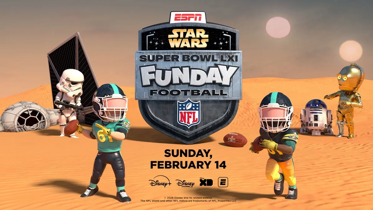 A Star Wars character like Darth Vader or a Jedi watching a football game.