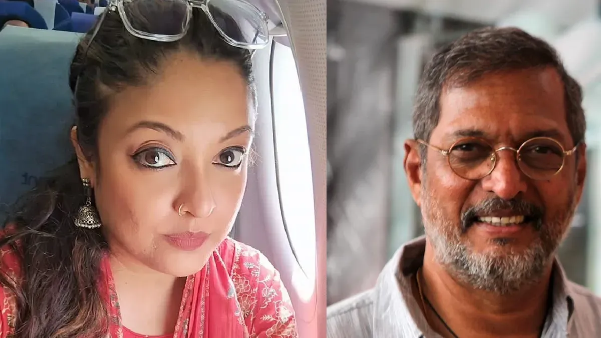 Tanushree Dutta looking serious and thoughtful.