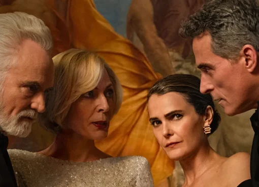 Keri Russell as Kate Wyler looking shocked in a high-stakes scene from The Diplomat.