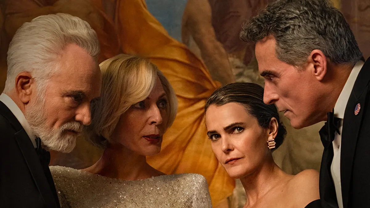Keri Russell as Kate Wyler looking shocked in a high-stakes scene from The Diplomat.