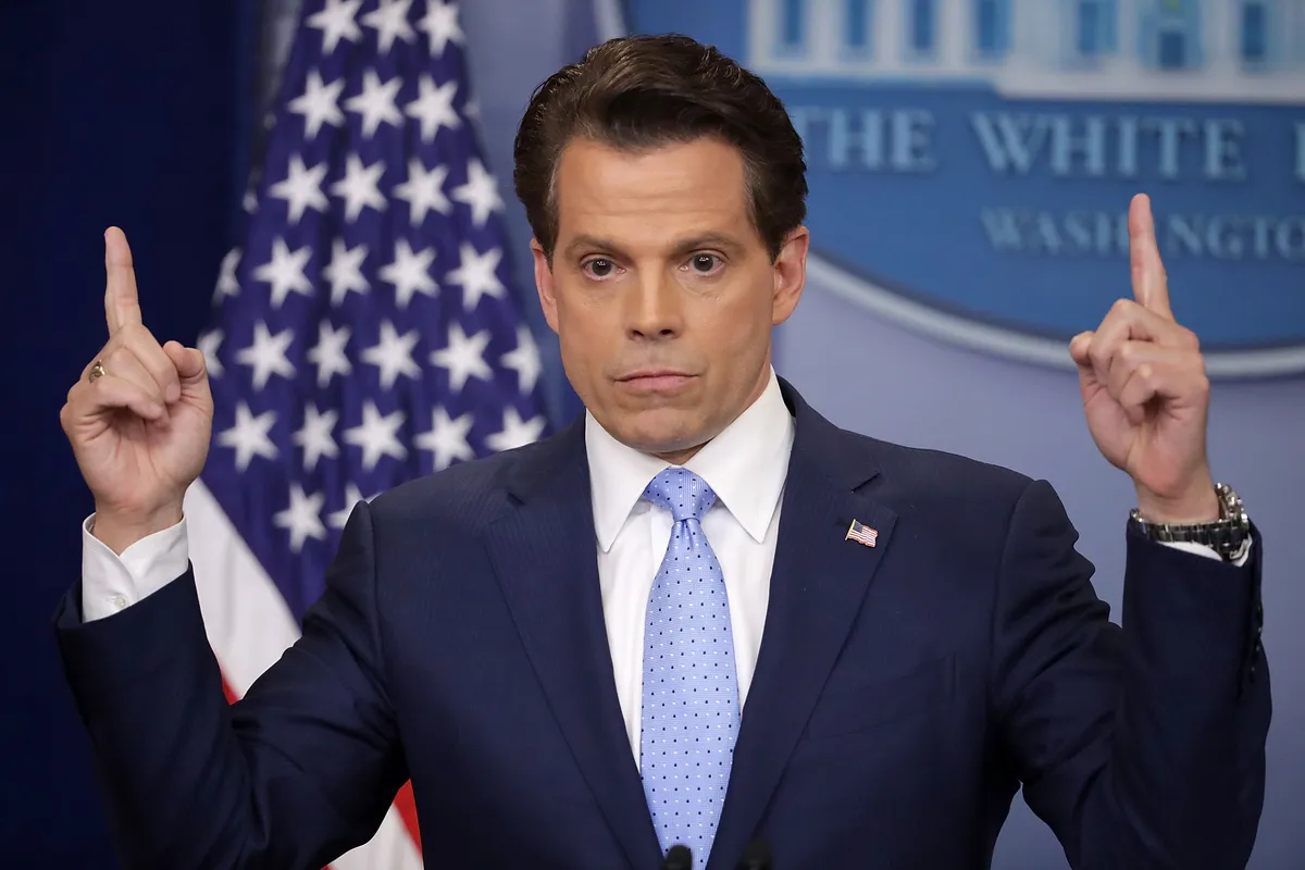 Anthony Scaramucci speaking at a press conference.