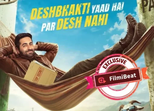 Ayushmann Khurrana and Sara Ali Khan in a colorful scene.