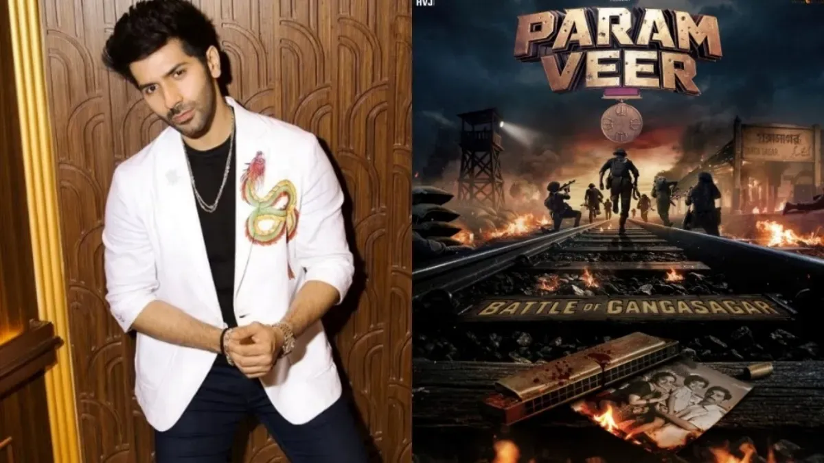 Vardhaan Puri in a heroic pose from the 'Param Veer' title reveal video.