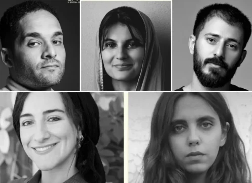 Photo of five diverse young filmmakers smiling, representing the CineGouna Emerge program.