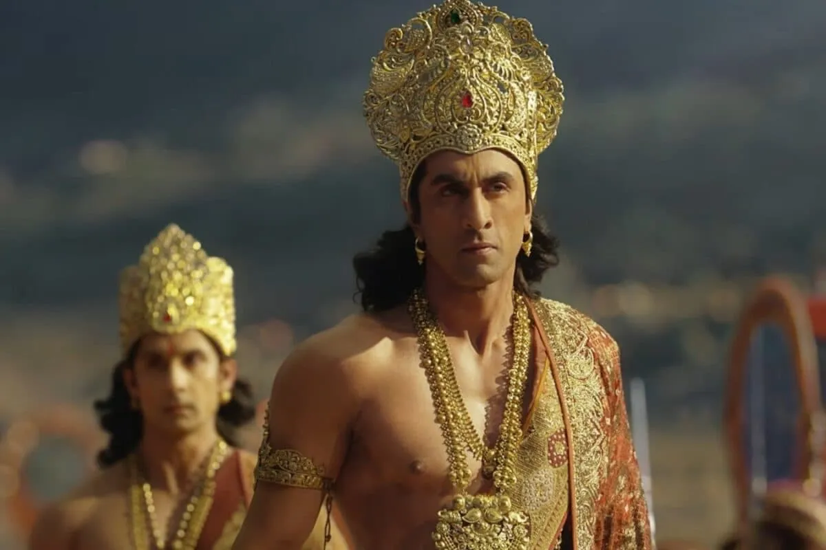 A movie poster or promotional image for Ranbir Kapoor's Ramayana Part 1.