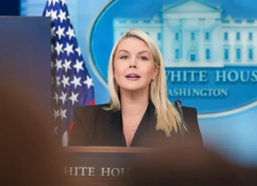 Karoline Leavitt speaking on a TV show.