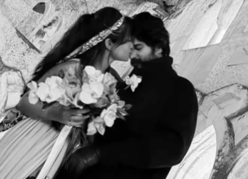 Vijay Deverakonda and Rashmika Mandanna looking happy together.