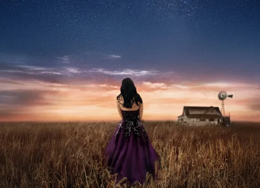 Promotional image for the fantasy adventure film 'Starbright' featuring its main stars, John Rhys-Davies, Diego Boneta, and Alexandra Dowling, with a starry, magical background.